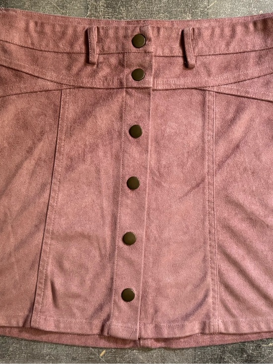 She + Sky Dresses & Skirts - She + Sky Suede Dusty Rose Button-Front Mini Skirt